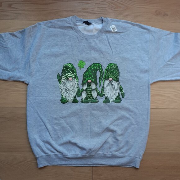 Green Garden Gnome Trio - New XL Heather Grey Sweatshirt - Picture 1 of 4